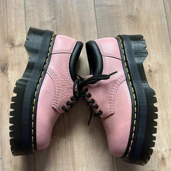 NEW Dr. Martens 8053 Quad Leather Platform Pink/Peach Women’s Sz 5 Men’s 4 - Picture 2 of 9